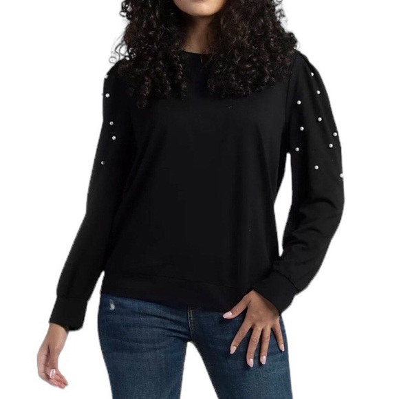 Como Vintage Sweaters - Como Vintage Black Sweater With Faux Pearl Detail. Size M NEW